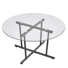 Glass Table, Low Table, Coffee Table, 70cm (W) X 70cm (D) X 37cm (H), Round, Tempered Glass Top, Stylish, Simple, Easy Assembly, Modern, Compact, Steel Legs Or Wooden Legs - Black,Clear - View 1