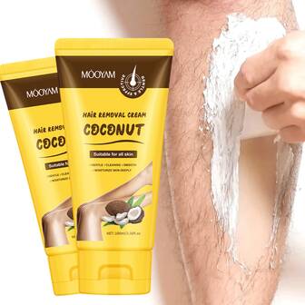 2支装5分钟椰子脱毛膏，无痛无刺激脱毛。快速脱毛，不留黑斑。适用于身体、腿部、腋下及敏感部位。圣诞礼物。