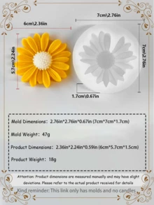 1 Sunflower Candle Mold - Sunflower Candle Mold - Silicone Mold - Reusable Silicone Mold With Asymmetric Edges, Suitable For Handmade Holiday Decorations, Making Wax Or Resin Plaster Holiday Molds, Valentine's Day, Mother's Day, Wedding Season - White - View 6