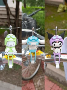 Sanrio Characters Bamboo Dragonfly Ornament, Adorable Decoration For Electric Bikes & Scooters, Features Iconic Sanrio Characters (Kuromi) With Rotating Bamboo Dragonfly Design. Made Of Durable Plastic, Easy To Install On Handlebars, Adds Cute Charm To Your Ride, Suitable For Sanrio Fans Of All Ages, Perfect For Daily Commuting, Weekend Outings Or Personalizing Your Vehicle, Multi-Functional As A Fun Ornament & Collectible