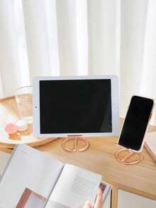 1pc Iron Metal Phone Stand, Desk Top Gold Storage Rack, Multifunctional Metal Holder, Creative Tablet Stand - Multicolor - View 3