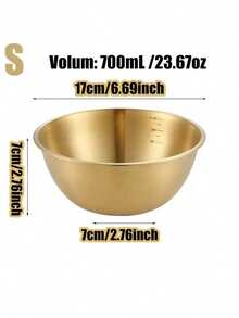 3pcs Stainless Steel Salad Bowls, Oven , Kitchen Mixing Bowls With Measurement Marks - Gold - View 5