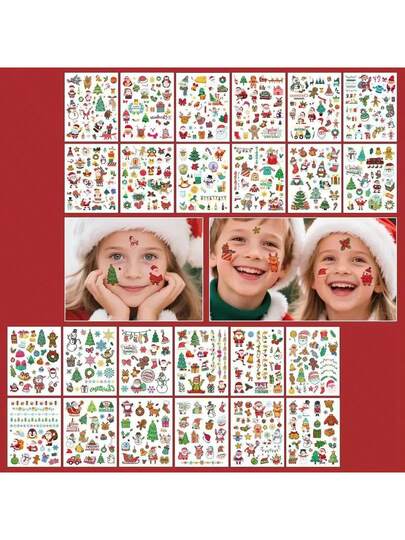 10pcs Assorted Colorful Christmas Stickers - Santa Claus, Reindeer Bells, Snowman And Other Elements, Waterproof, Ideal For Creating Christmas Atmosphere