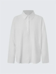 女士加大衬衫纯色日常休闲长袖主教袖衬衫领常规上衣日常拼布纽扣