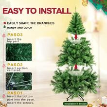 Farsee Árbol Navideño 2.1m Pino PVC Resistente - Decoración Navideña para Interior/Exterior, Base de Hierro Antideslizante y Duradera, Se Acompaña Perfectamente con Adornos Christmas (Luces LED, Bolas Navideñas, Guirnaldas de Perlas), Regalo Navideño Inolvidable para Familias con Niños, Parejas, Propietarios de Negocios y Enthusiastas de la Navidad, Ideal para Salones Comunes, Jardines Cerrados, Terraza Cubierta, Locales Comerciales (Cafés, Boutiques, Supermercados) y Eventos Festivos (Fiestas Navideñas, Celebraciones Empresariales), Características Principales: Altura Óptima 2.10m, Material PVC Anti-UV y Anti-Desgaste, Base Hierro Estable, Realismo Visual, Fácil Montaje sin Herramientas, Decoración que Transmite Alegría Navideña - 2,10 millones - Ver 6