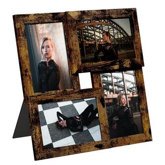 1 件 4 张照片注塑成型相框 | 适合 4x6 照片 | 黑色、白色和棕色 | 非常适合个性化家居装饰、记忆展示和礼品创意