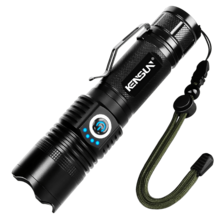 1支超亮聚光LED手电筒，战术手电筒，内置电池，应急露营手电筒，铝合金材质