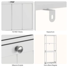 Tall, Narrow Bathroom Cabinet, Freestanding Narrow Base Cabinet, Wooden Storage Column, Freestanding Unit With 2 Drawers And 3 Shelves, 40 Cm (W) X 30 Cm (D) X 160 Cm (H), White - White - View 7