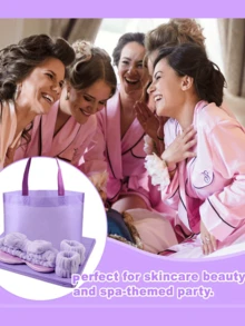 56 PCS Purple Theme Spa Party Supplies | Sleepover & Wedding Favor Kit For Women | Includes Headbands, Eye Mask, Tote Bag | Guest Gifts & Game Prizes - 紫色 - 查看 3