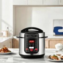 Olla a presión eléctrica y arrocera con recipiente interior de acero inoxidable, con múltiples modos de cocción, recipiente interior fácil de limpiar, diseño compacto, control automático de la presión y función de mantenimiento, función para mantener el calor. Ideal para reuniones familiares y guisos saludables. - Tipo de Enchufe A USA (110-127V) - Ver 5