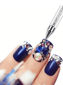 2pcs Rhinestone Picker Dotting Pen, Dual-Ended Rhinestone Gems Crystals Studs Picker Wax Pencil Pen Crystal Beads Handle Manicure Nail Art DIY Decoration Tool (Black White) - Multicolor - View 5