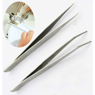 5件套不锈钢镊子套装，直头和弯头镊子，适用于缝纫机、手工制作、睫毛嫁接、美甲、园艺等。