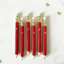 24 Pcs Red And Gold Foil Bow Mini Pencils: Bridal Shower Game Pencils- Golf Pencils, Wedding Pencils, Shower Favor, Gifts - Red - View 3