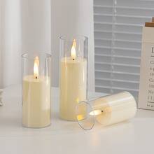 1pc Ivory Wax Cup Set, Flameless LED Electronic Candle Lights, Modern Atmosphere Home Decor, Suitable For Dining Table, Bedroom, Living Room, Holiday Gift - White - View 5