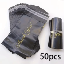 5/10/20/50/100个装黑色印花“谢谢”快递袋 | 适用于小包裹、多用途包装、自粘式、PP材质 - 彩色 - 查看 11