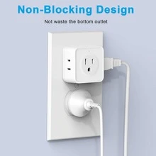JcBlaon Multi Plug Outlet Splitter, Multiple Outlet Extender Adapter With 5 Outlets, Side Outlet Splitter Box For Cruise, Travel, Office, Dorm Essentials - White - View 4