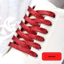 1 Pair Shiny Sequin Shoelaces - Fashionable Metallic Silver And Gold - Durable Flat Shoelaces, Suitable For Sneakers And Running Shoes - Multicolor - View 16