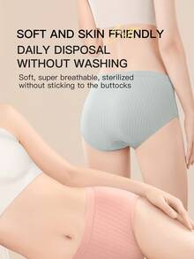 5条装 - 一次性女士条纹内裤，独立包装抗菌旅行内裤，无菌旅行内裤，柔软亲肤一次性内裤，色彩鲜艳，是旅行、休闲、商务出行和日常活动的理想之选 - 彩色 - 查看 6