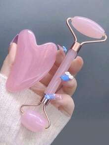 1/2PCS Facial Massage Set, 1 Double-Head Massage Roller, 1 Heart-Shaped Shaving Device. Facial Massage Eliminates Puffiness, Soothes And Brightens The Skin, Making You Radiant. Home Massage, Portable, Gift - Multicolor - View 12