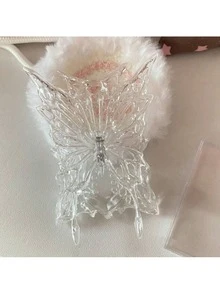 1pc Photo Card Holder, Photo Card Album, Photo Card Holder Keychain, Photo Card Holder With Keychain, Plastic Photo Card Holder Keychain, Silver Plated Photo Card Holder, ID Card Holder, Student Supplies, Back To School Season