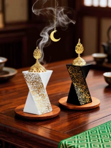 1件/套创意室内香炉，中东风格，优雅树脂香薰扩散器，阻燃香盒，家居装饰，房间装饰，瑜伽室，露营，花园，露台，经典烛光晚餐照明，装饰品 - 彩色 - 查看 2