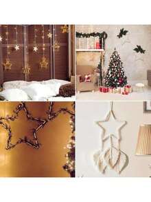 5件套五角星捕梦网DIY套装 - 长心形挂饰 + 金色星形金属工艺配件，透明花环墙饰，适用于婚礼派对，手工创作材料 - 金色 - 查看 6