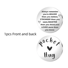 1 件不锈钢双面口袋拥抱代币 - 持久的男士情感守护者，真挚的生日和家庭礼物，长距离的象征