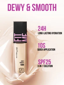 Maybelline Feliete 保湿粉底液 SPF 25 #120 自然黄，5/30ml 可选，24 小时持久保湿，10 秒快速上妆，三效合一配方，自然妆效，持久滋养，三步轻松上妆，适合黄调白皙干性肌肤，打造无瑕日常妆容