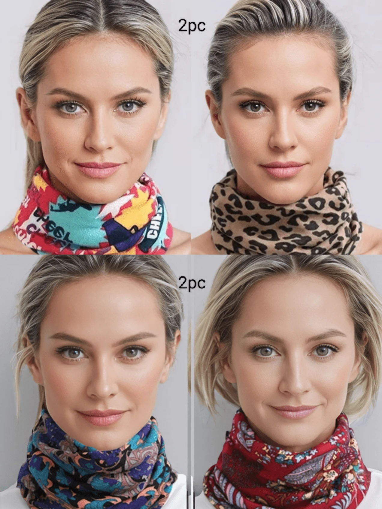 2pcs Retro Mature Print Neck Gaiter Set Boho Soft Warm Elastic Neck Cover Winter Windproof Elastic Infinity Scarves - Multicolor - View 1