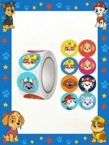 Rollo de pegatinas de Paw Patrol | Material PVC artístico y resistente al agua | Decoración y recompensa para fiestas | Múltiples diseños | Para niños y fans de Paw Patrol | Perfecto para decoración navideña, de Halloween y de habitaciones - El color y el estilo son aleatorios. - Ver 1