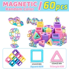 Magnetic Building Blocks Toy, Suitable For Boys And Girls, Macaron Castle Magnetic Construction Blocks, STEM Educational Learning Toy, Suitable For Children, Christmas/Birthday Gift, Random Color - Multicolor - View 11
