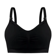 Set Of 2 Seamless Postpartum Nursing Bras With Removable, Reinforced Cups - Black - View 2