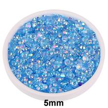 2MM-6MM, 5 Sizes, Assorted Transparent AB Color Resin Round Flat Bottom Crystal Rhinestone Jewelry DIY Beads, Suitable For Phone Cases, Nail Stickers, Clothes, Bags, Shoes, Crafts, Sparkling Nail Art Decorations - B16 Transparent Light Royal Blue AB - View 9
