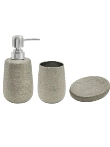 3pcs Satin Ceramic Bathroom Set With A Textured Feel, Simple And Sophisticated. Bathroom Items, Household Items, Including Hand Soap / Hand Cream Dispenser, Soap Dish And Toothbrush Cup; Bathroom Home Decor; Cream And Shampoo Dispenser; Bathroom Toothbrush Cup; Bathroom Set; Bathroom Tools; Bathroom Accessories - Light Grey - View 11