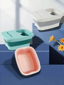 1pc Foldable Foot Bath Basin, Foldable Foot Soaking Basin Foot Massage Tool, Foot Massage Tub For Home Adult Dorm Portable Plastic Foot Care Basin, Bathroom Accessory, Suitable For Home & Travel (Random Color & Style) Back To School - Multicolor - View 5