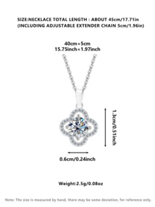 1件奢华S925纯银闪亮锆石四叶草吊坠项链，设计优雅，适合女孩佩戴，情人节礼物，日常佩戴，休闲，旅行，派对，附赠精美礼盒 - 彩色 - 查看 9