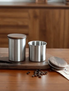 1个复古咖啡粉密封罐，咖啡豆防潮储物罐，抹茶储物罐，花草茶柠檬片储物罐，糖果巧克力豆储物罐，304不锈钢咖啡豆密封储物罐，户外露营咖啡豆储物罐，小型干货密封储物罐，黑色，银色，380毫升，500毫升 - 彩色 - 查看 7