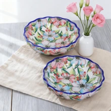 1pc European & American Creative Ceramic Soup Plate, 5.8 Inch Hand-Painted Round Dinner Plate, Tableware, Household Salad Bowl - Multicolor - View 2