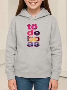 Roupa infantil moletom agasalho Tô de Boas blusa de frio meninas - Cinza - Visão 1