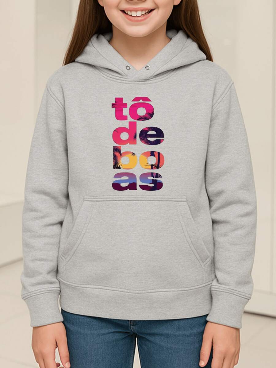 Roupa infantil moletom agasalho Tô de Boas blusa de frio meninas - Cinza - Visão 1