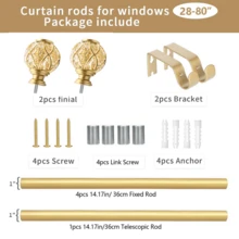 1 pieza Barra de cortina de metal plateado reforzada, Riel de cortina de acero inoxidable de 28-122 pulgadas, Terminales decorativos de barra de cortina de resina con lámina de oro, 1 pulgada de diámetro, impermeable, resistente a la oxidación, de alta calidad, versátil, fácil instalación, antideslizante, adecuado para baño, dormitorio, sala de estar, accesorio ideal para la decoración del baño - Multicolor - Ver 13