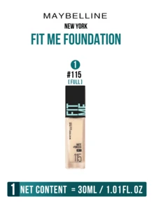 Maybelline FIT ME FOUNDATION MATTE + PORELESS SPF 17 #115 Pink Natural, Available with 5/30ml, 24H Long-Lasting Hydration, 3-IN-1 Solution (Setting/Touch-Up/Brightening), No Makeup Feel, MATTE & PORELES SControl, Longal, Longer, Longer, U片, MATTE & POREpton, Longse, Longer, Ut. 2 Fair Skin & Oily Skin Seeking Daily Long-Lasting Flawless Base - 美寶蓮FITME粉底液 柔霧版115 - 查看 12