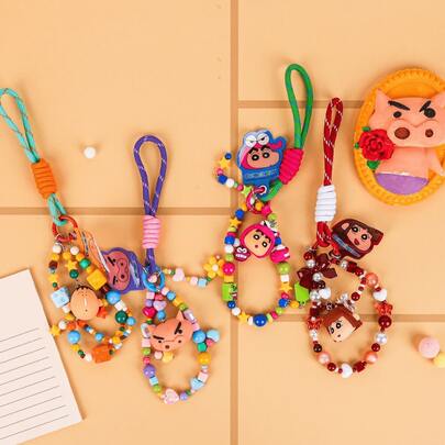 Licensed Crayon Shin-chan Mobile Phone Charm Surprise Blind Box – 8 Unique Designs: 3D Character Heads, Beaded Decorations & Colorful Rope Chains, Crafted with Soft Durable Fabric & Sharp Printing, Perfect for Decorating Phones to Add Cute Vibes – ifton Gift for Cartorik