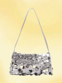 1pc, Joker Fashion , High Value And Niche Design Portable Shoulder Bag, Solid Color Polyester Fabric Sequins Splicing Decoration And Multicolor Optional Square Bag, Suitable For Ladies' Daily Commuting And Shopping Occasions. - Multicolor - View 13