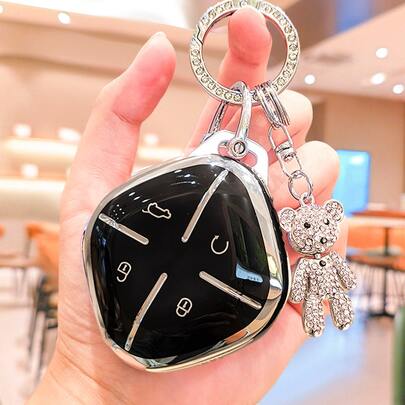 1 pieza Funda de TPU suave para llavero de coche con llavero de oso de strass, accesorio de protección como regalo para Chery, Jetour, Dashing X-1 Plus, DTC, IDM 2022 2023