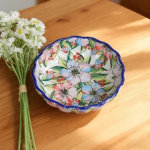 1pc European & American Creative Ceramic Soup Plate, 5.8 Inch Hand-Painted Round Dinner Plate, Tableware, Household Salad Bowl - Multicolor - View 6