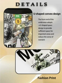 1 条装新款男士平角内裤，采用创意个性图案印花，柔软亲肤，速干透气，加长运动版，运动休闲平角款式长平角内裤，适合运动、休闲、骑行、日常穿着 - 彩色 - 查看 5