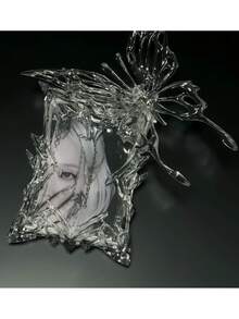 1pc Photo Card Holder, Photo Card Album, Photo Card Holder Keychain, Photo Card Holder With Keychain, Plastic Photo Card Holder Keychain, Silver Plated Photo Card Holder, ID Card Holder, Student Supplies, Back To School Season