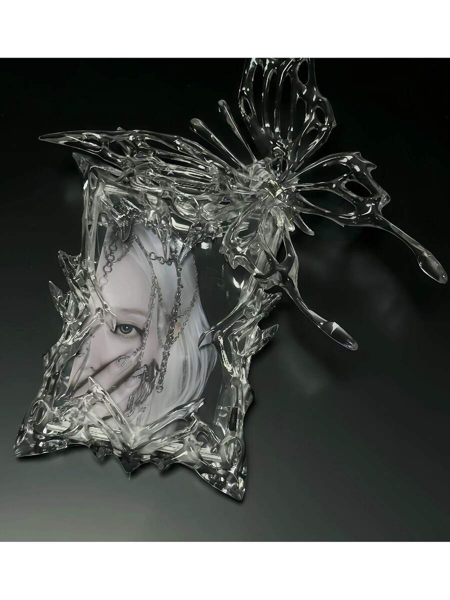 1pc Photo Card Holder, Photo Card Album, Photo Card Holder Keychain, Photo Card Holder With Keychain, Plastic Photo Card Holder Keychain, Silver Plated Photo Card Holder, ID Card Holder, Student Supplies, Back To School Season