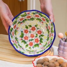 1件桃色系列陶瓷餐具套組，創意日式風格飯碗、麵碗、湯碗、盤子、復古深盤、早餐盤、備餐盤、牛排盤、水果盤，居家使用 - 彩色 - 查看 8
